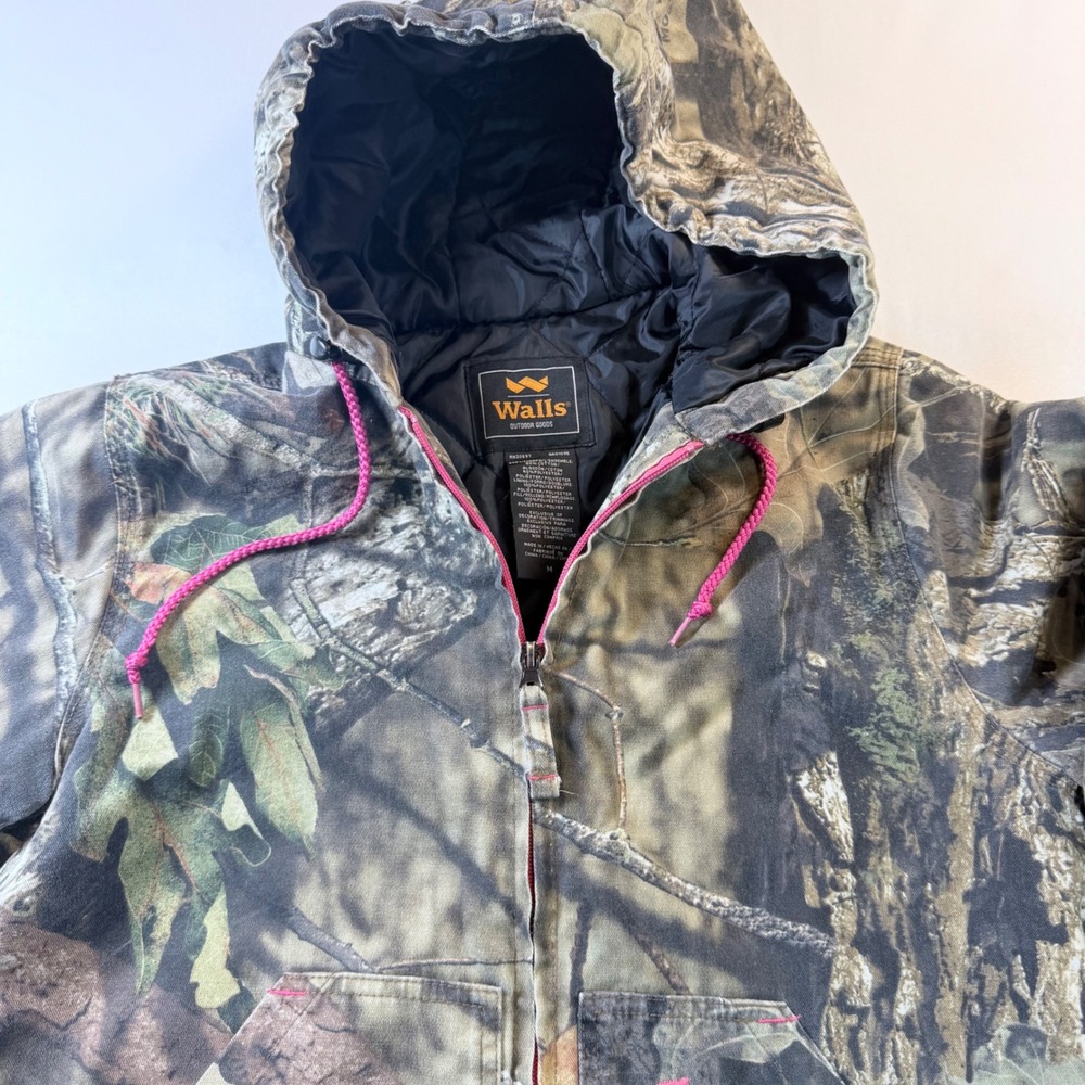 Walls Mossy Oak Camo Jacket Hoodie Insulated Hunting Pink Accent Women M